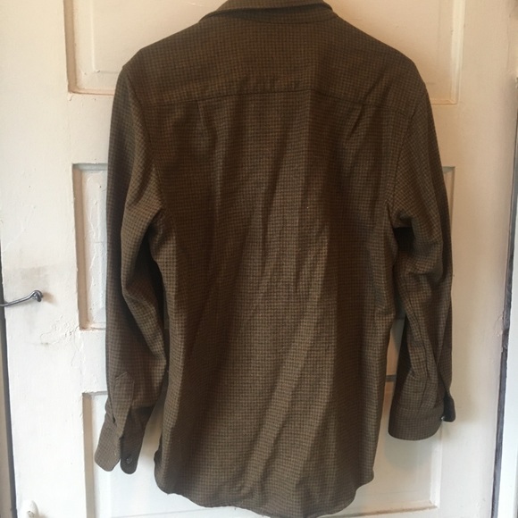 Wool PENDLETON flannel thick winter shirt size M Mens corduroy collar brown - Picture 4 of 4